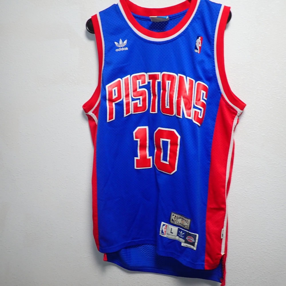 Adidas Hardwood Classics Detroit Pistons Dennis Rodman 10 Jersey Mens L Blue